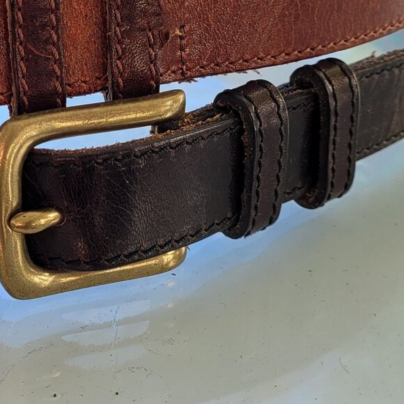 2-Pack Women's Leather Belts with Solid Brass Buckle Size S - Picture 3 of 12